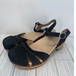 Dansko Betsey Womens Sandal Black Mary Jane Adjustable Clog Heeled Shoe Size 6.5